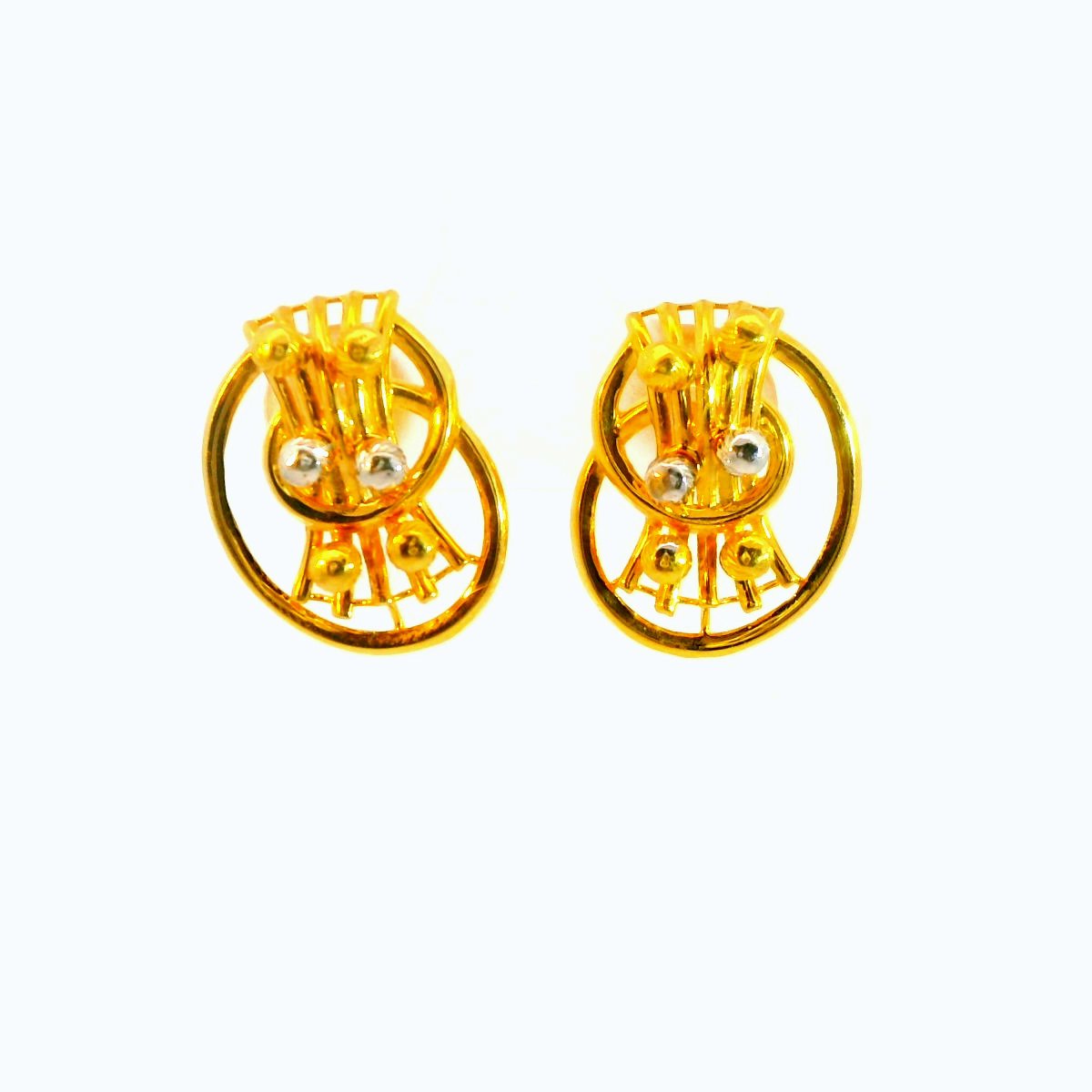 Contemporary Gold Stud Earrings with Geometric Charm