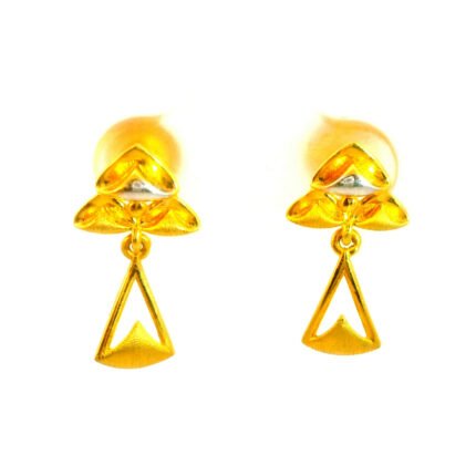 Geometric Bloom Gold Drop Earrings